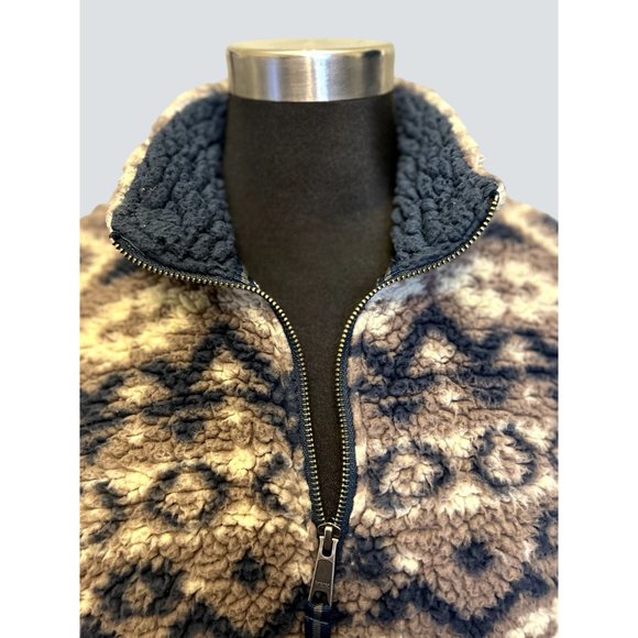 Southern Marsh Women's Small Brown Navy Beige Fleece Pullover Quarter Zipper - Picture 3 of 6